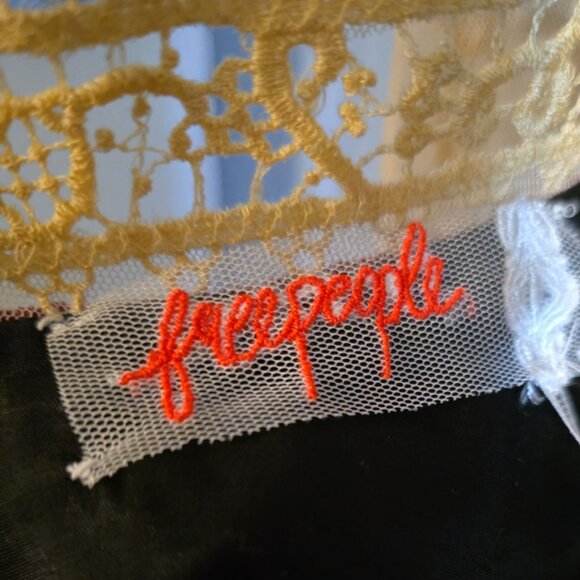 Free People V Is for Victorian Red Velvet and Cream Lace Long Sleeve Mini Dress - Picture 5 of 12